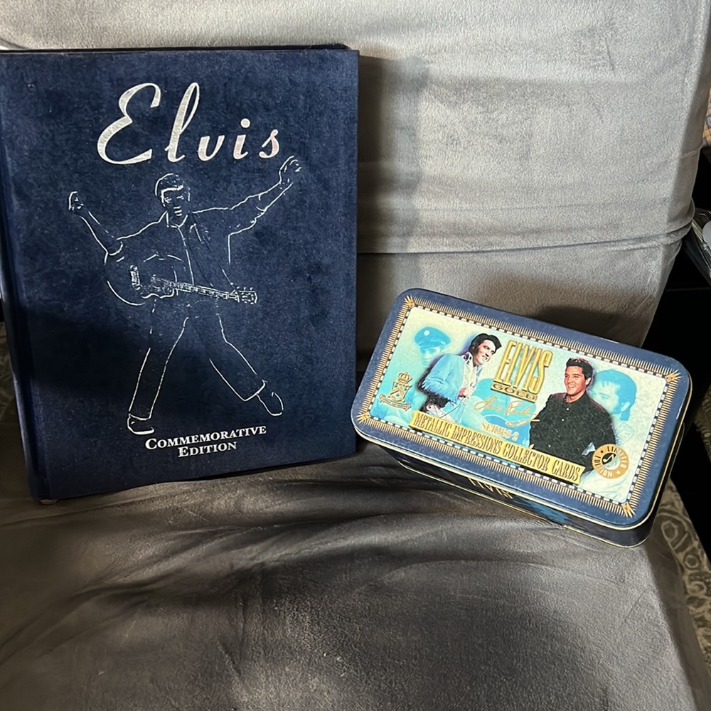Elvis Gold Metallic Impression Collector Cards and Elvis Commemorative Book